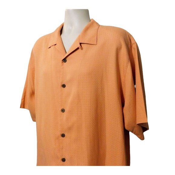 Tommy Bahama Shirt L Orange Short Sleeve 100% Silk - Picture 2 of 5